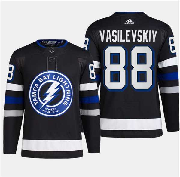Mens Tampa Bay Lightning #88 Andrei Vasilevskiy Black 2024 Stadium Series Stitched Jersey Dzhi